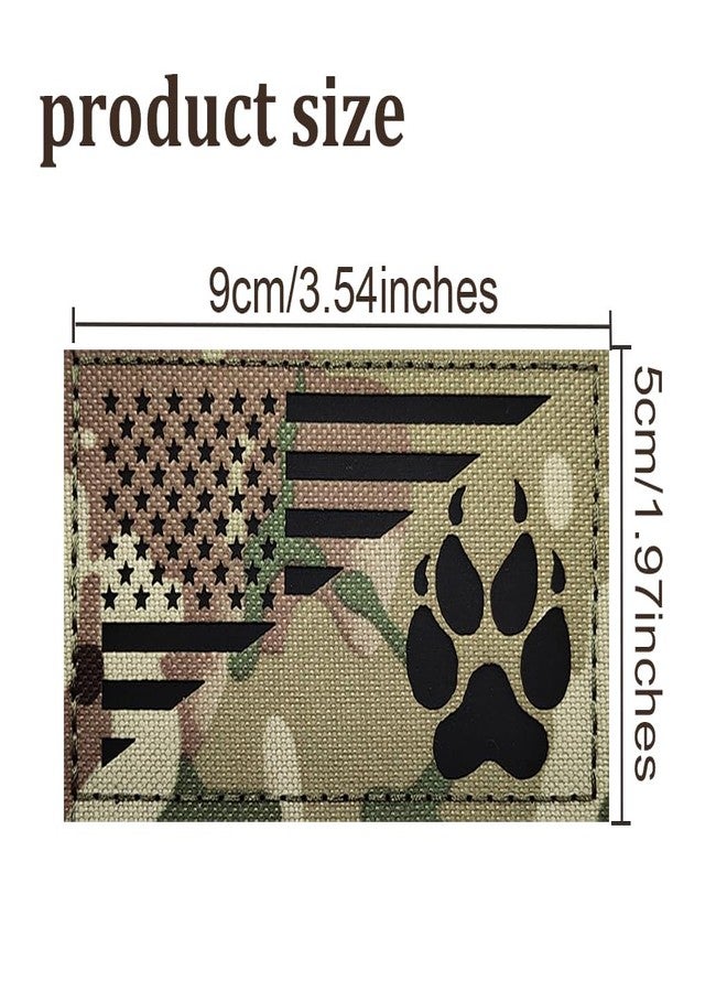 EHOPE IR Reflective Service Dog Patch US Flag Tactical Dog Paw Patches Vests/Harnesses Fastener Hook & Loop Patch (3.54 * 1.97In) - Image 3